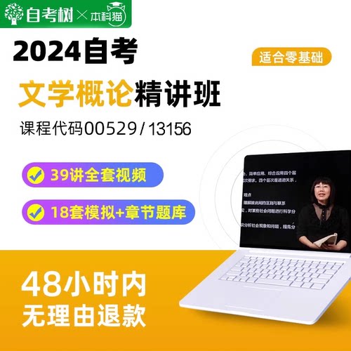 自考树精讲班自考00529 13156 文学概论精讲班视频课程真题卷题库