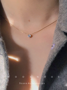 小众设计超细单钻包金金蛇骨链