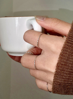 闪闪几何多切面指环锡纸纹理戒指