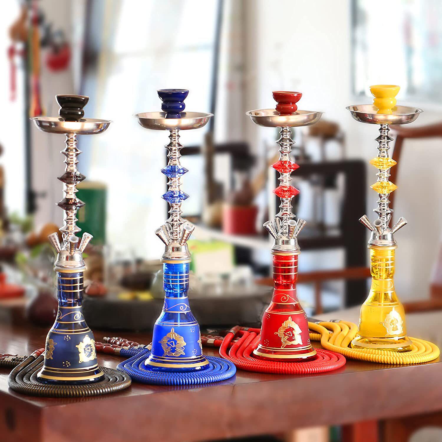 跨境清仓四管玻璃中号水烟 清吧水烟斗hookah shisha水烟套装