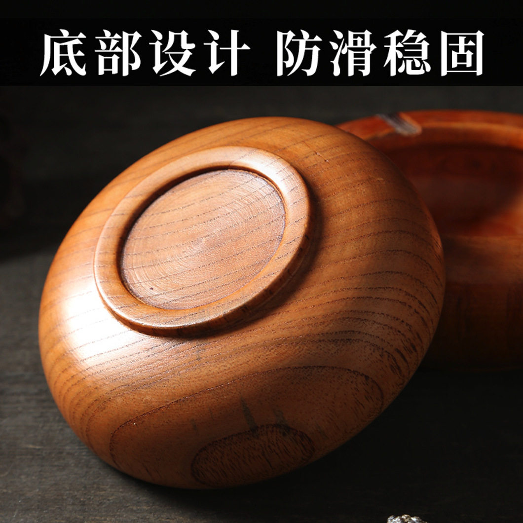 实木中式复古烟灰缸酒店餐厅个性创意防摔家用茶几摆件木质烟灰缸