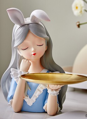 创意北欧轻奢家居蝴蝶结女孩装饰摆设客厅玄关放钥匙托盘收纳摆件