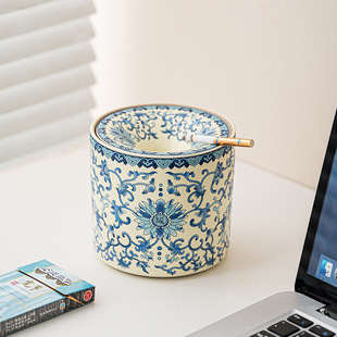 缸水带盖烟灰缸陶瓷洗防灰茶具配件青花杯高档汝窑商用家用茶渣盂