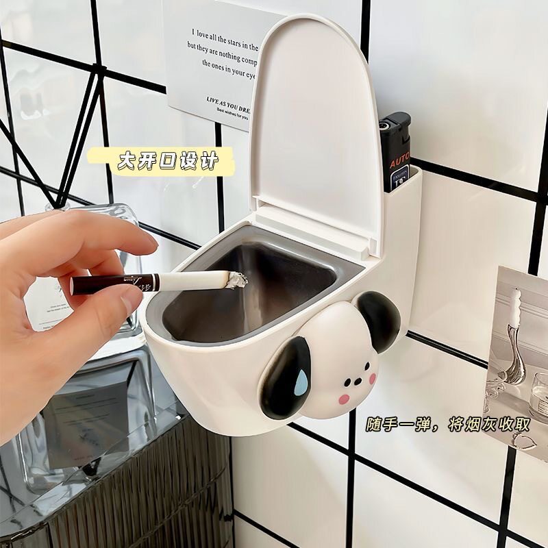 创意壁挂式马桶烟灰缸家用个性可爱厕所卫生间客厅带盖烟缸防飞灰