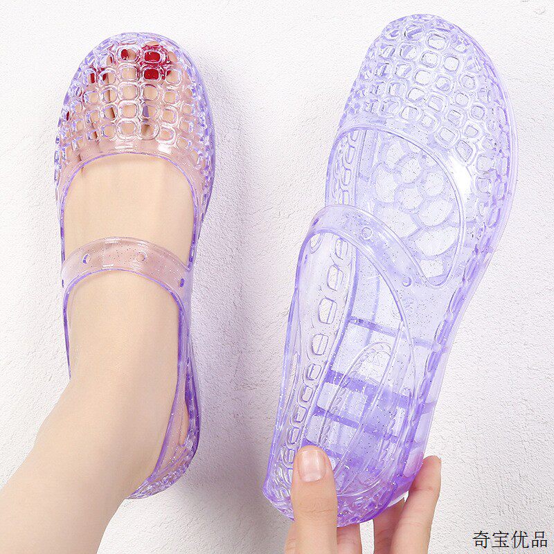 工作用水晶塑料凉鞋燕窝果冻鞋旅行妈妈鞋夏日软底不累脚