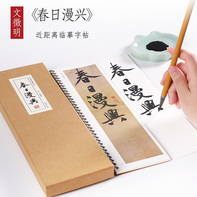明 文徵明 行书《春日漫兴》文征明行书字帖毛笔书法临摹初学者全集成人字卡近距离临摹字卡 纸中作乐 - 实物图