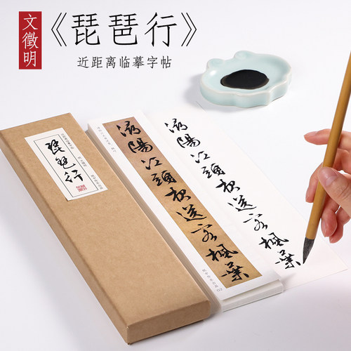 明 文徵明 行书《琵琶行》文征明行书字帖毛笔书法临摹初学者全集成人字卡近距离临摹字卡 纸中作乐