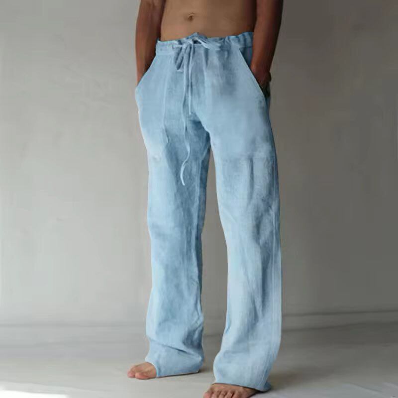 Men's Long Pants Summer Solid Color Breathable Trousers Male