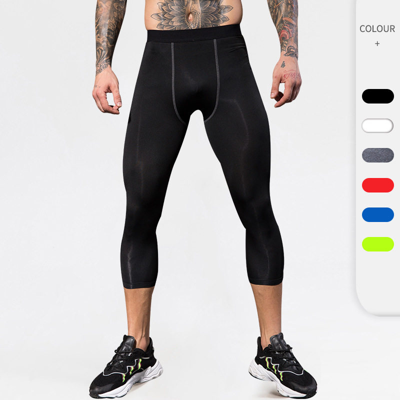 Compression capris Leggings GYM Short Pants男子紧身PRO七分裤