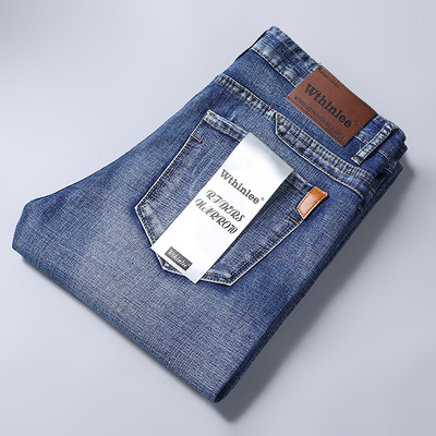 new business men's jeans casual straight denim pant trousers