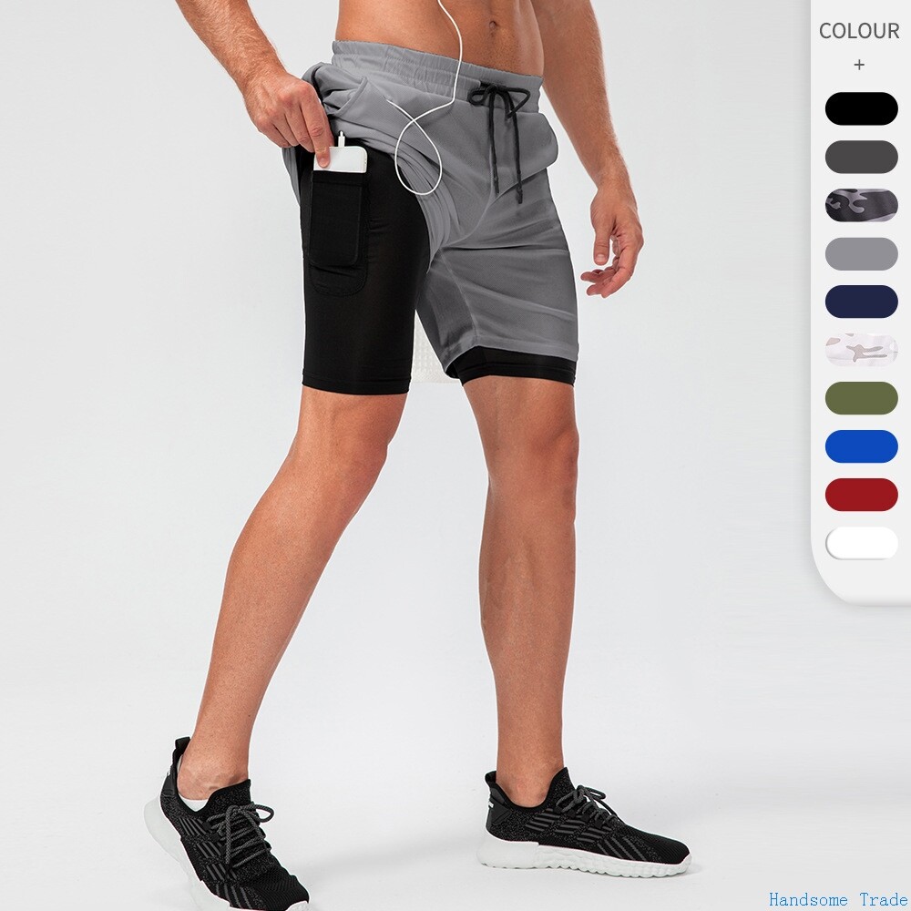 Men Compression double-deck Shorts Man Short Leggings Tights