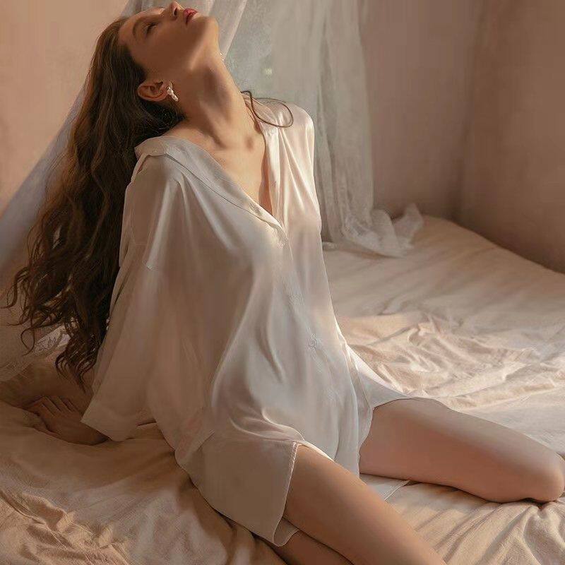 fashion shirt tops streetwear shirts tee春秋bf风睡衣雪纺衬衫