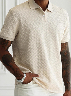 men's t-shirt 男式纯色翻领前扣短袖简约 polo 衫休闲日常