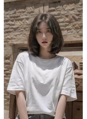 men cotton tshirt 新疆棉210g重磅不透纯色短袖t恤男女圆领宽松