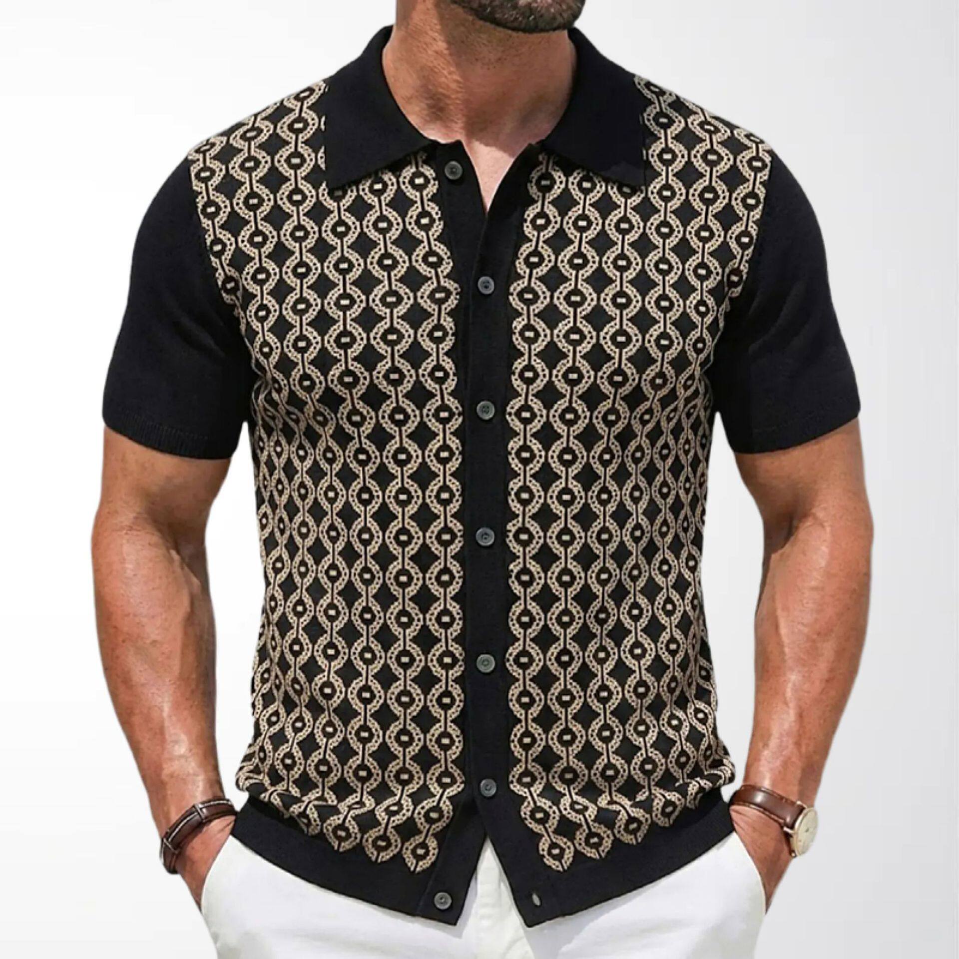 man shirts t-shirt男装 冰爽丝短袖针织衫 翻领提花开衫polo衫