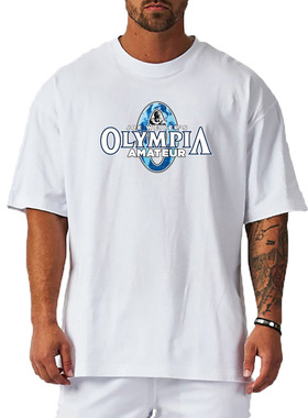 gym crossfit tshirt240克重磅奥赛健身短袖 纯棉t恤吸汗透气打底