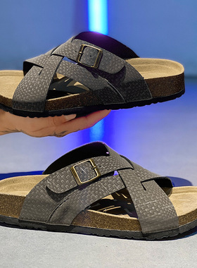 slippers slides flat shoes sandals cork clogs mules复古交叉