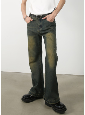 men baggy jeans man pantsnirn牛仔新品显瘦高微喇叭vi风水洗做