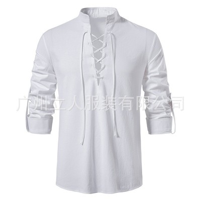 Men's Renaissance Shirt Pirate Medieval Viking top Shirts 男