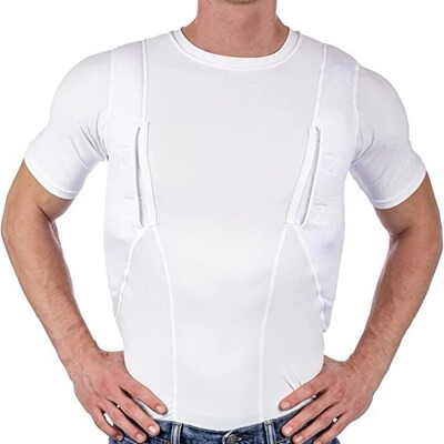 crossfit tshirt gym tops tee欧美夏服装隐藏枪套短袖高弹战术