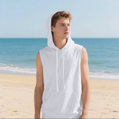 men hooded vest tank新品欧美男士口袋装饰无袖健身肌肉训练跑步