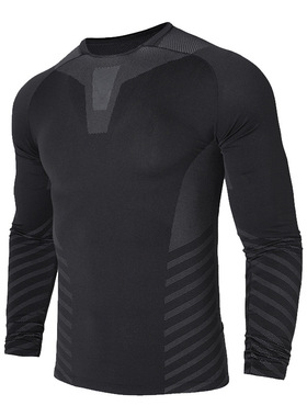 Men compression  T shirts男运动t恤美式户外无缝长袖t恤速干衣