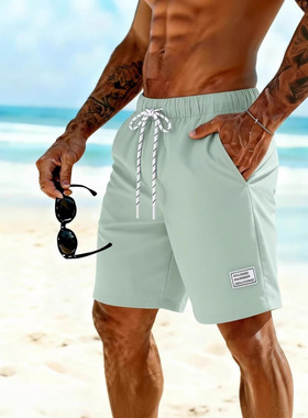 men's shorts2026新款短裤运动休闲抽绳口袋纯色透气五分中裤man