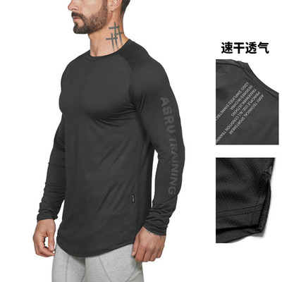 Men Long Sleeve GYM Clothes Hoodie Tshirt男装春季男士t恤