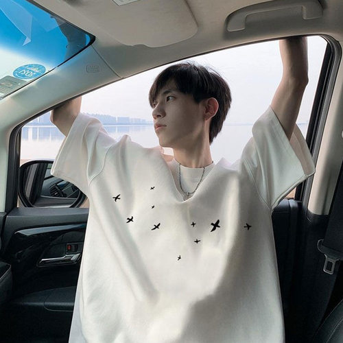 men tops american trendy man shirts tee tshirt纯棉圆领短袖