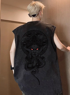 men tank top vest不动明欧美街头风坎肩背心男款新款美式宽松
