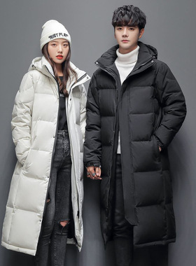 winter men down jacket warm coat冬情侣长款羽绒服过膝连帽long