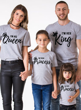 Grey tshirts queen king Family matching clothes t-shirt tops