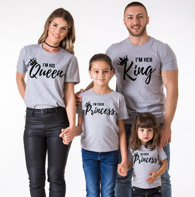 Grey tshirts queen king Family matching clothes t-shirt tops