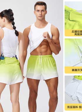 men compression shorts2026男女同款双层短裤游泳裤宽松沙滩裤