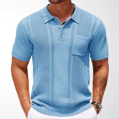 men shirts t-shirt男士polo衫 纯色短袖坑条通勤款套头针织衫