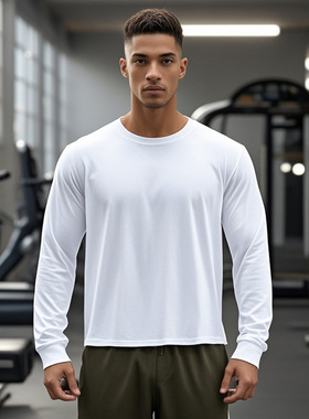 Men crossfit tshirt Man Long Sleeve秋冬Boxy fit长袖T恤纯色男