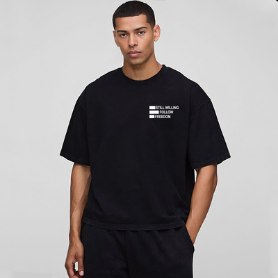 men gym tshirt man crossfit t-shirt健身短袖男boxy fit 美式