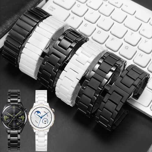 陶瓷手表带适配华为watch4 智能GT2/3/4/5/6 pro典藏款白陶瓷表链