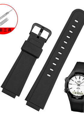 黑色硅胶手表带男适配CASIO卡西欧AW-90H-7E 9E 2B 7B电子表配件