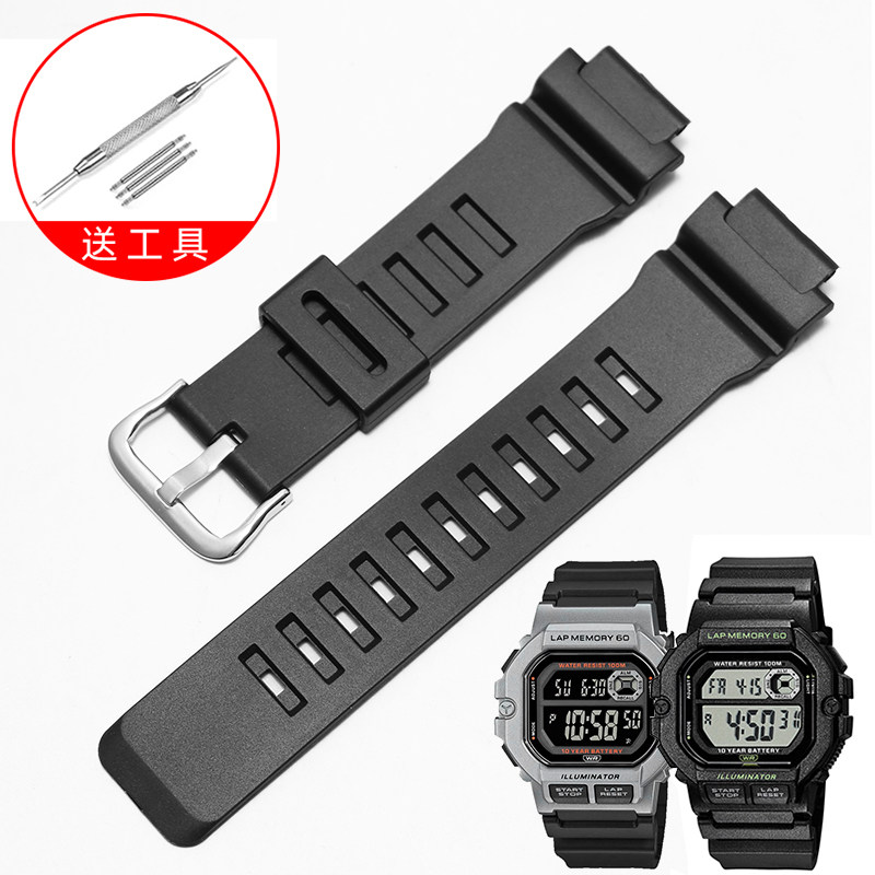 硅胶手表带男适配casio卡西欧WS-1400H 1300 1700H MW610 AQ-S810