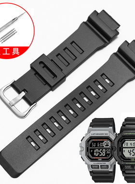 硅胶手表带男适配casio卡西欧WS-1400H 1300 1700H MW610 AQ-S810