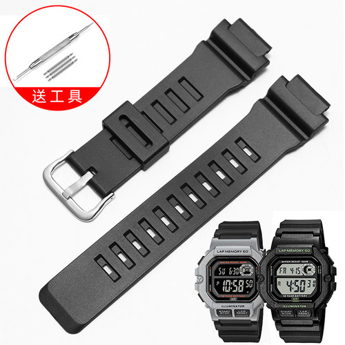 硅胶手表带男适配casio卡西欧WS-1400H 1300 1700H MW610 AQ-S810
