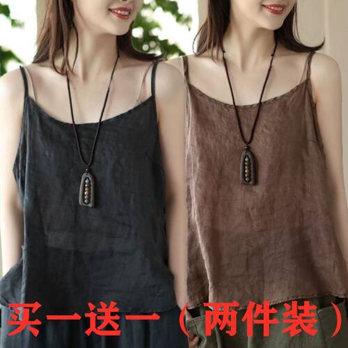 棉麻小吊带背心女夏季薄款上衣