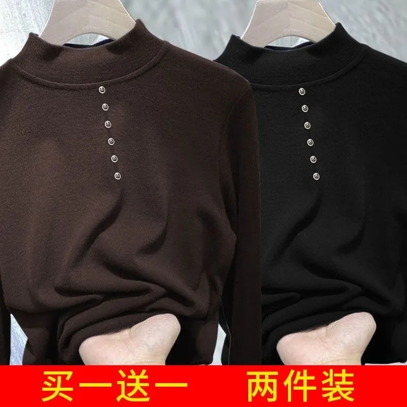 德绒t恤女长袖秋冬季保暖打底衫