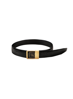 XULU原创轻奢金色复古腰带头扣黑色牛皮百搭皮带