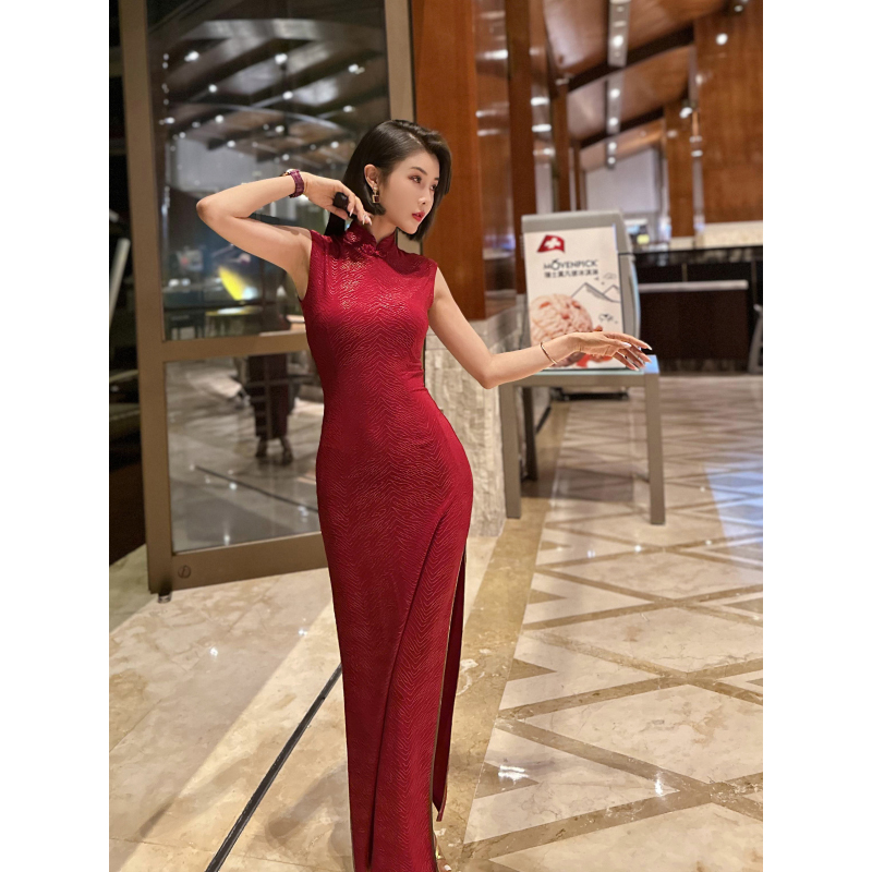 XULU原创醋酸提花烫金改良旗袍