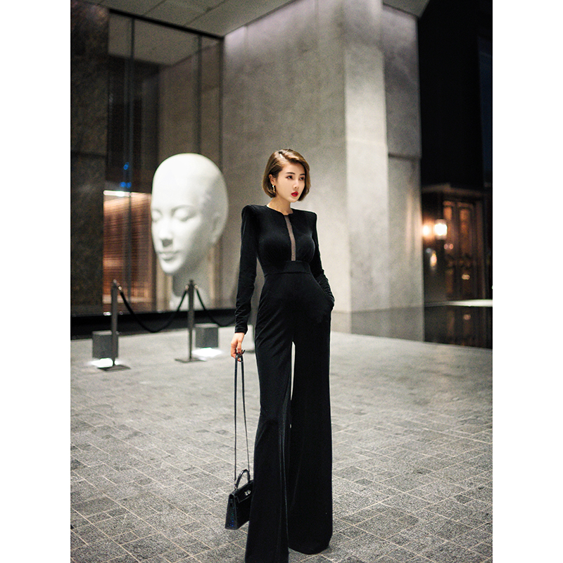 XULU原创丝绒修身连体裤