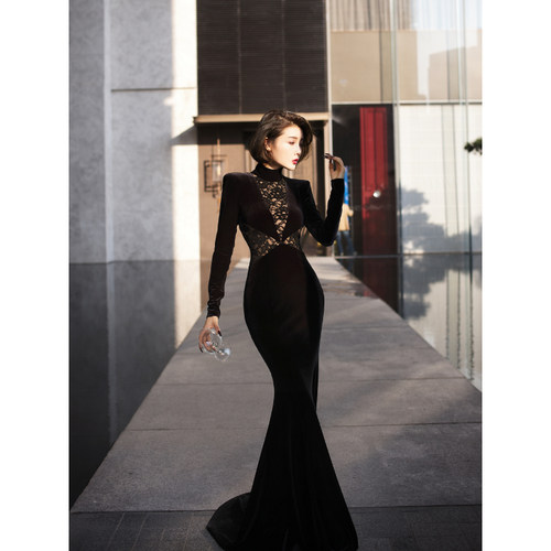 XULU原创丝绒礼服连衣裙