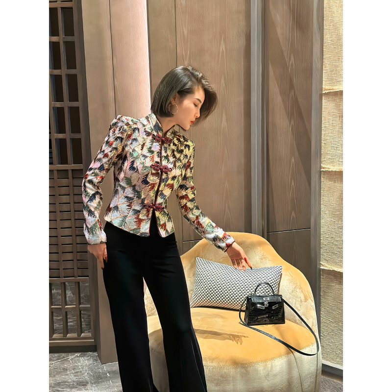 XULU原创轻奢气质花色外套