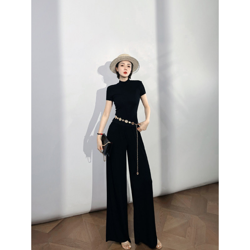 XULU原创进口醋酸高级感运动修身显瘦时尚短袖阔腿裤休闲两件套装